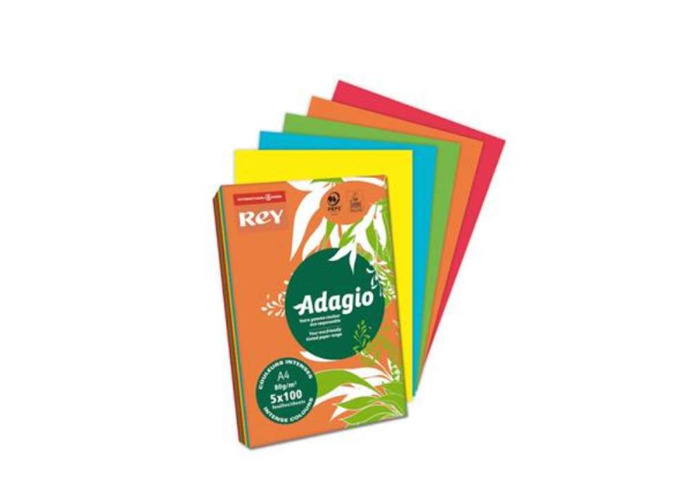 Immagine di Carta colorata A4 Sylvamo Rey Adagio 80 g/m² colori forti - Risma da 500 fogli - ADAGI080X909
