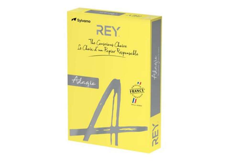 Immagine di Carta colorata A3 Sylvamo Rey Adagio 80 g/m² giallo intenso 66 - Risma da 500 fogli - ADAGI080X670