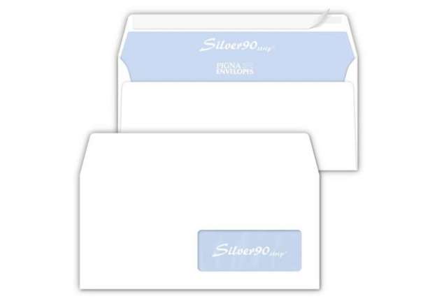 Immagine di Buste con finestra Pigna Envelopes Silver90 Strip 90 g/m² 110x230 mm bianco Conf. 50 buste - 0062711