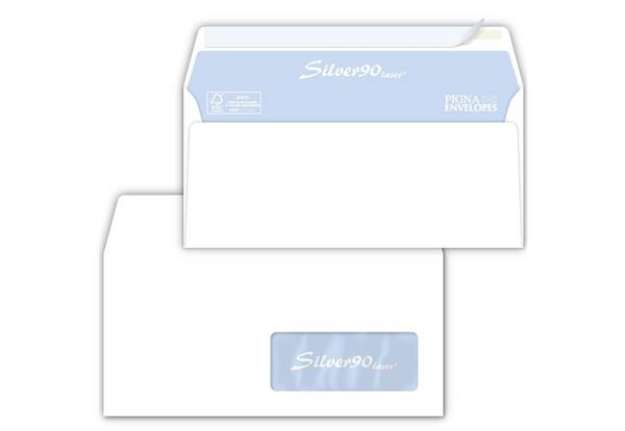 Immagine di Buste con finestra Pigna Envelopes Silver90 Laser patella chiusa 110x230 mm bianco  conf. 500 - 0220