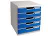 Immagine di Cassettiera Exacompta MODULO Classic 5 cassetti 28,8x35x32 cm grigio/blu 301003D