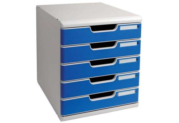 Immagine di Cassettiera Exacompta MODULO Classic 5 cassetti 28,8x35x32 cm grigio/blu 301003D