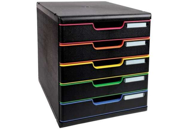 Immagine di Cassettiera Exacompta MODULO Classic A4 Black Office 5 cassetti 28,8x35x32 cm nero/arlecchino - 3019
