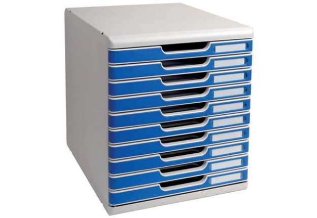 Immagine di Cassettiera Exacompta MODULO Classic 10 cassetti 28,8x35x32 cm grigio/blu 302003D