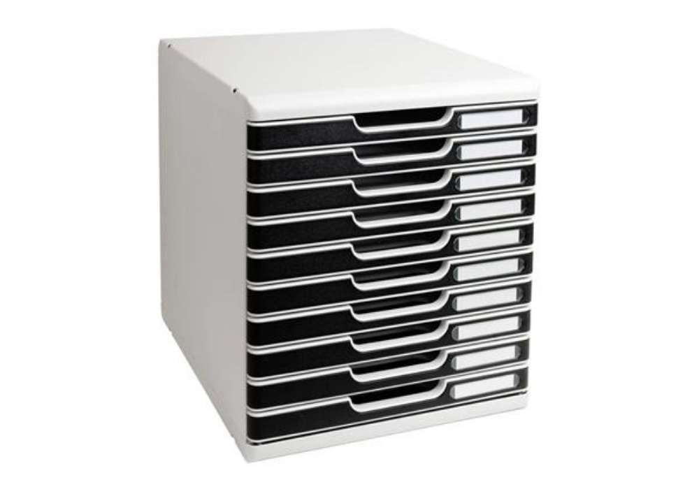 Immagine di Cassettiera Exacompta MODULO Classic 10 cassetti 28,8x35x32 cm grigio/nero 302014D