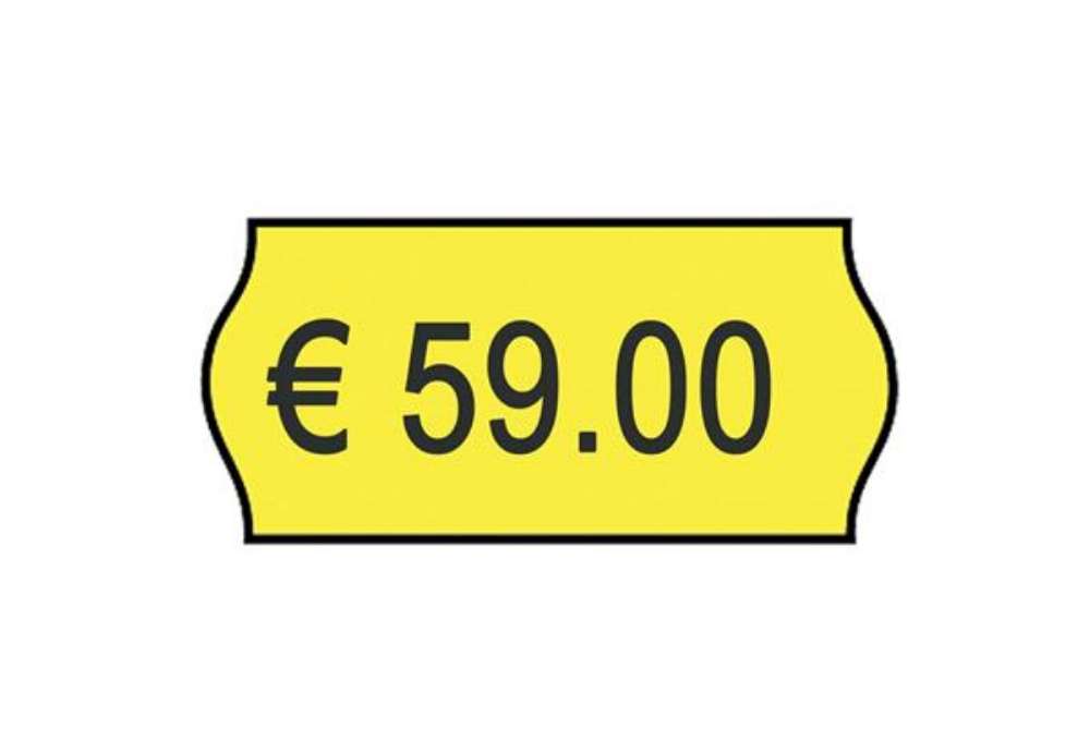 Immagine di Rotolo da 1000 etichette per prezzatrice Printex sagomate 26x12 mm giallo remov. conf. 10 rotoli - 2