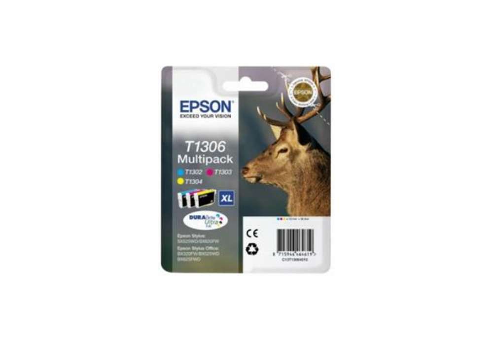 Immagine di Cartucce inkjet ink pigmentato Cervo T1306 Epson c+m+g Conf. 3 - C13T13064012