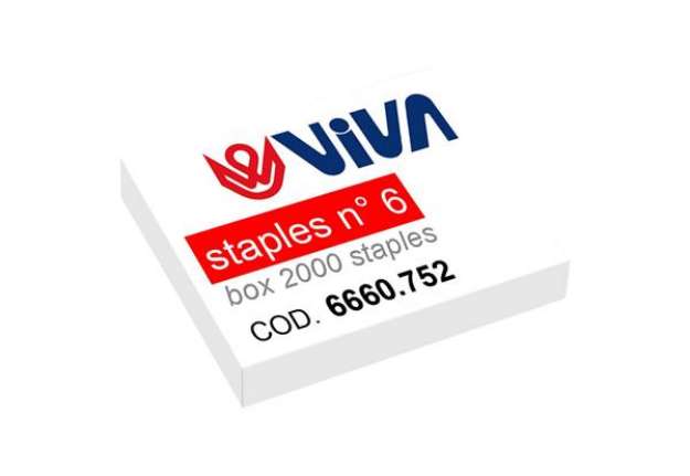 Immagine di Punti metallici per cucitrici Viva 6/4 passo 6 mm argento conf. da 2000 - 6660.752