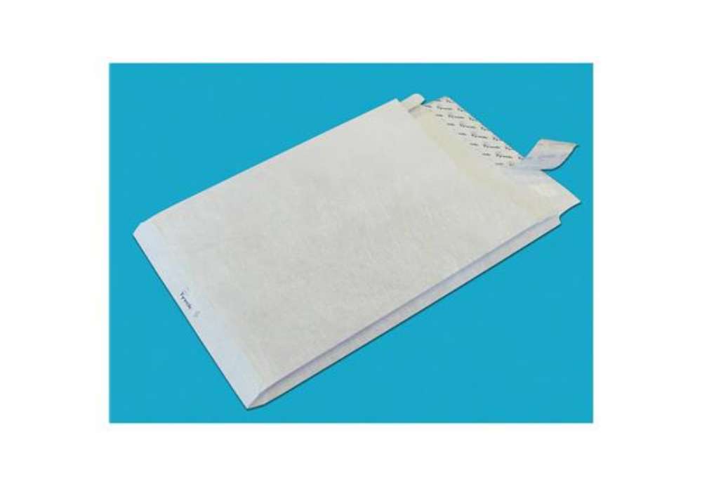 Immagine di Buste a sacco con strip e 3 soffietti Tyvek Postyvek 55 g/m² bianco 30,5x40,6 cm - conf. 100 pezzi -