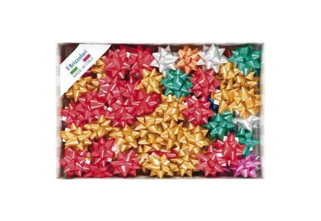 Immagine di Stelle adesive per pacchi regalo Brizzolari 14 mm Ø 65 mm assortiti opaco conf. 100 - 3100