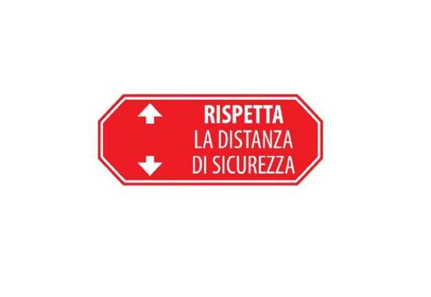 Immagine di Adesivo di segnaletica a terra ''Rispetta la distanza di sicurezza - 1 m'' 80x40 cm rosso/bianco/blu