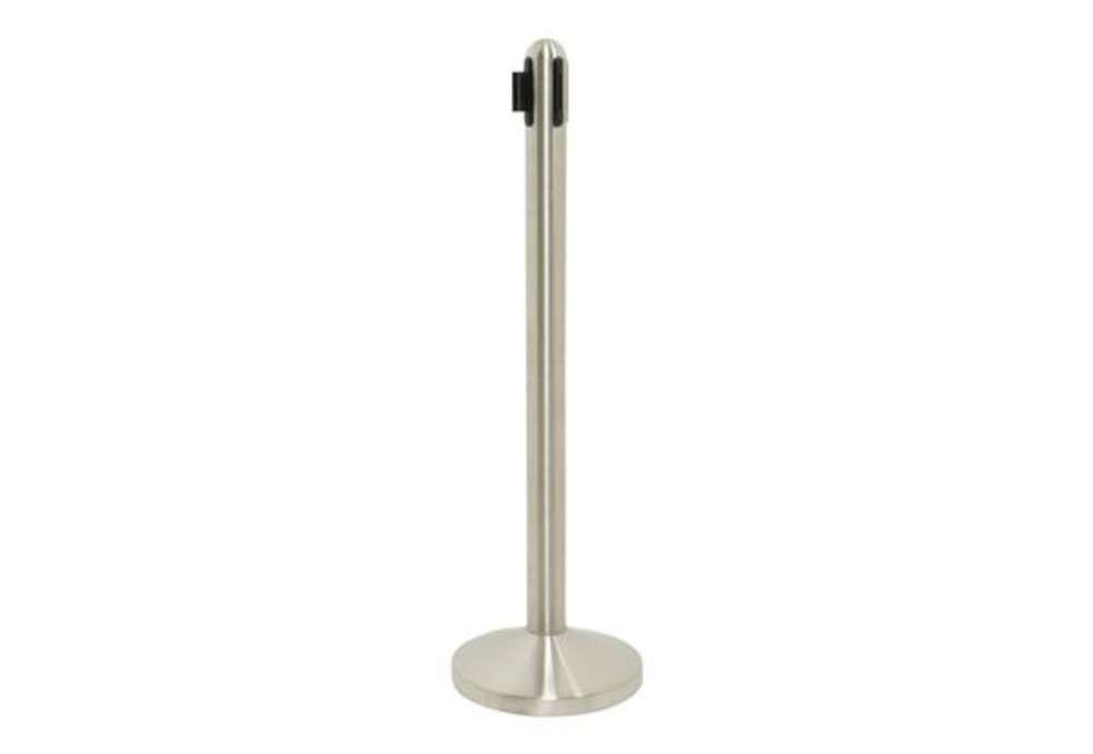 Immagine di Colonnina segnapercorso Securit® in acciaio - nastro retrattile 2,1 m rosso 101x51x51 cm - RS-RT-RVS