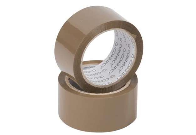 Immagine di Nastro adesivo da imballo Q-Connect 50 mm x 100 m Avana - svolgimento silenzioso - conf. 6 pezzi - K