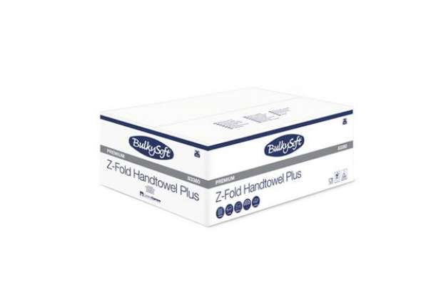 Immagine di Asciugamani interfogliati piagatura a Z Bulkysoft 21,5x24 cm bianco Cf. 25 fascette da 150 fogli - 8