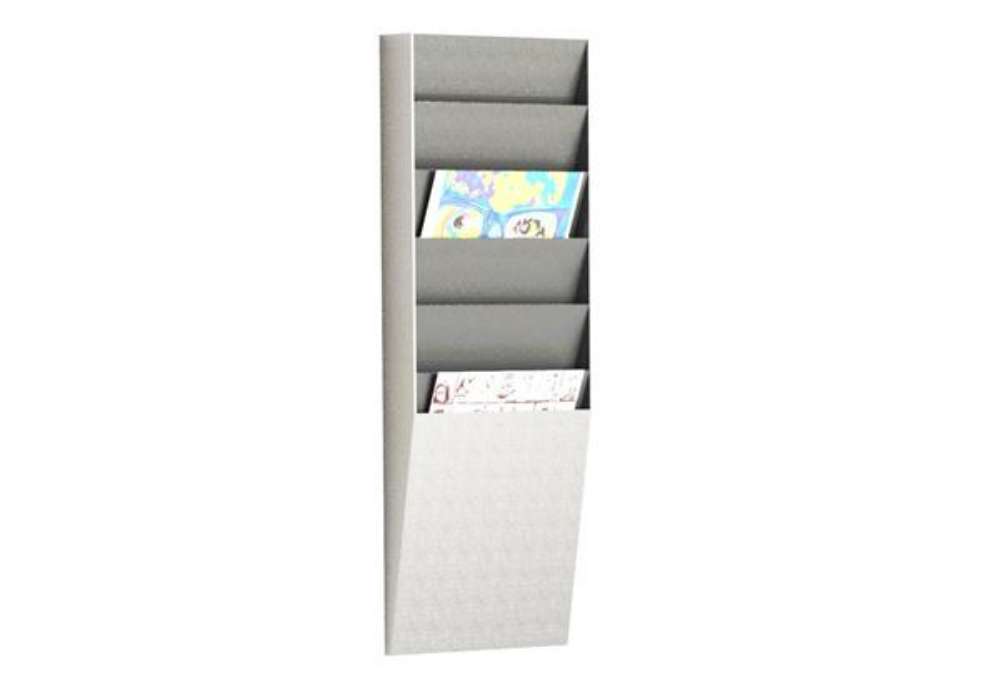 Immagine di Portadocumenti e riviste a muro Paperflow 6 scomparti A4 23,6x8,3x71,2 cm grigio chiaro - K500004