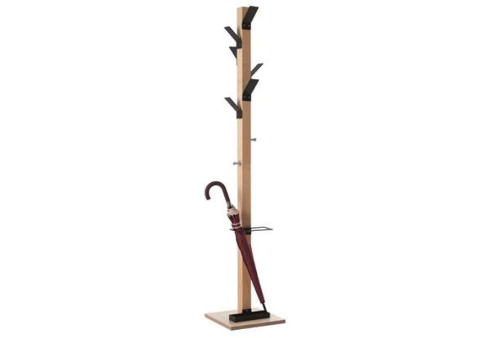 Immagine di Appendiabiti da terra in legno Paperflow Wood Range Modello A  35x35x178 cm  6 ganci poliestere neri