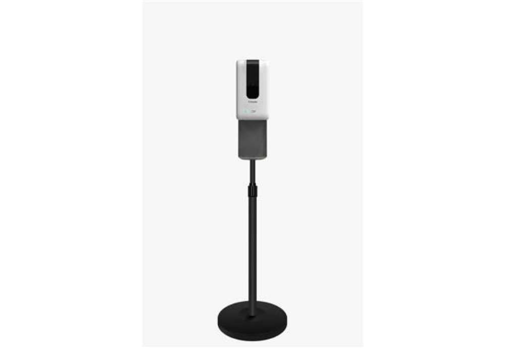 Immagine di Piantana con dispenser gel igienizzante touchless 1200 ml struttura in metallo nero e salva goccia h