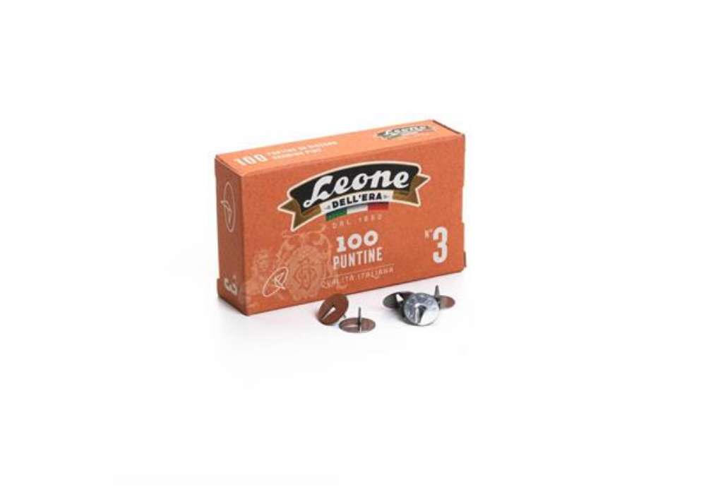 Immagine di Puntine da disegno in acciaio Leone Dell'Era N° 3 diametro testa 11,5 mm - scatola di cartone da 100