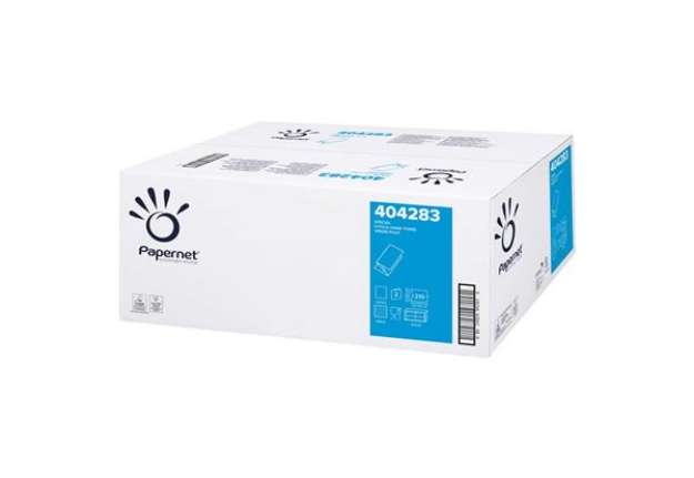 Immagine di Asciugamani interfogliati piegati a V Papernet 2 veli - 21x22 cm - bianco Conf. 15 fascette da 210 p