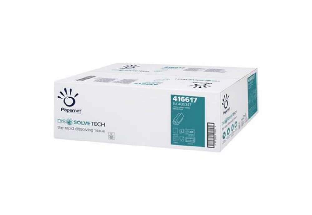 Immagine di Asciugamani interfogliati piegati a Z Papernet Dissolve Tech - 2 veli 24x20,3 cm Conf. 20 fascette d