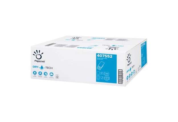 Immagine di Asciugamani interfogliati piegati a W Papernet 2 veli - 32x20,3 cm - bianco Conf. 20 fascette da 100