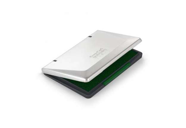 Immagine di Cuscinetti in feltro per timbri Trodat 9052M - 11x7 cm verde - coperchio in metallo - 151804