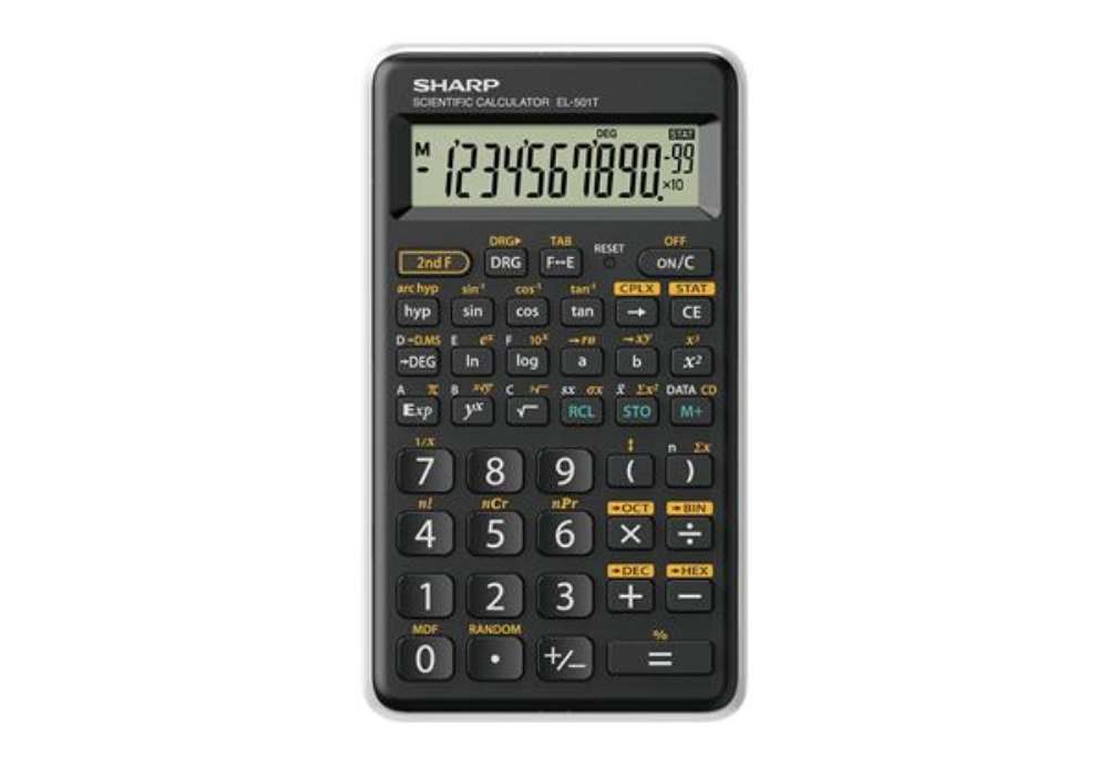 Immagine di Calcolatrice scientifica Sharp EL-501T con 146 funzioni e ampio display 10+2 cifre bianca - EL501TBW