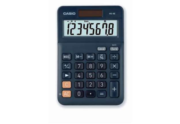 Immagine di Calcolatrice da tavolo CASIO Extra Big LC solare e batteria display 8 cifre - blu - MS-8E-W-EP