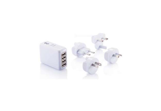 Immagine di Adattatore da viaggio con quattro porte USB Bianco P820.373