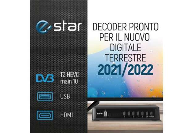 Immagine di Ricevitore digitale terrestre eSTAR  T2 618 UHD - DVBT-2 RJ45  nero - T2 618 UHD