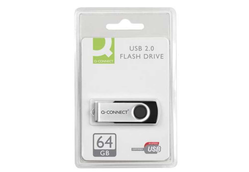 Immagine di Chiavetta USB 2.0 in blister Q-Connect Flash drive argento/nero - 64 GB - KF41514