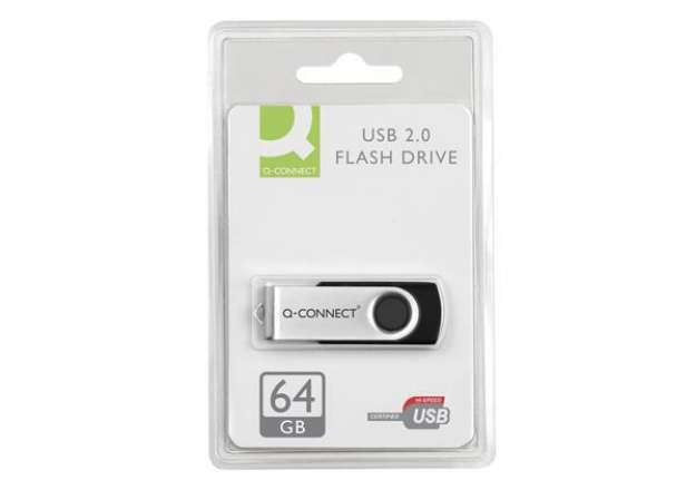 Immagine di Chiavetta USB 2.0 in blister Q-Connect Flash drive argento/nero - 64 GB - KF41514