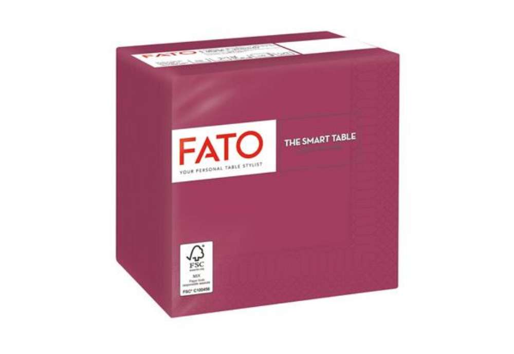 Immagine di Tovaglioli piegati 2 veli Fato Smart Table pura cellulosa 24x24 cm - bordeaux conf. 100 pezzi - 8254