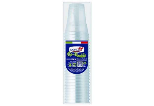 Immagine di Bicchieri trasparenti in polistirene Dopla 250 ml (200 L) conf. 25 pz - 22633
