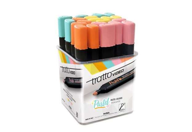 Immagine di Evidenziatori Tratto Video Pastel 1-5 mm 5 colori assortiti - barattolo da 20 pezzi - F837900