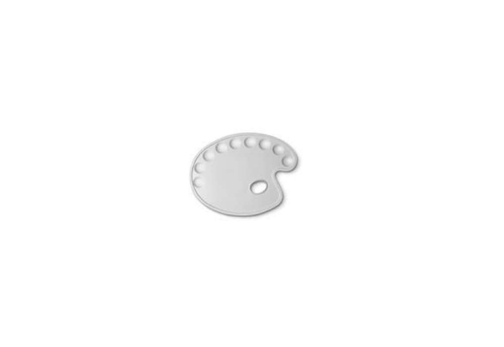 Immagine di Tavolozza ovale CWR - bianca - plastica 9 scomparti - 30x22 cm 185