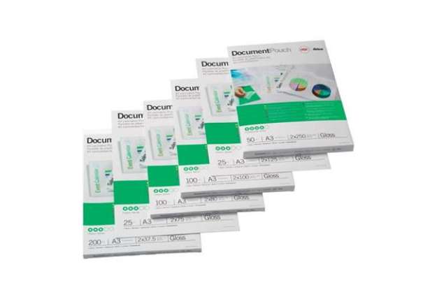 Immagine di Pouches per plastificatrici GBC 2x125 µm finitura lucida - A2 Conf. 50 pezzi - 3745099