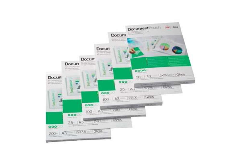 Immagine di Pouches per plastificatrici GBC matt - 2x75 µm - opache - A3  Conf. 100 pezzi  - 41660E
