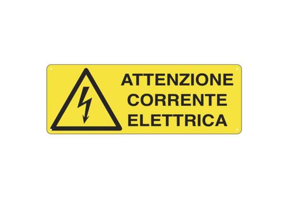 Immagine di Cartello di pericolo 35x12,5 cm Cartelli Segnalatori ''Attenzione corrente elettrica'' - E1743K