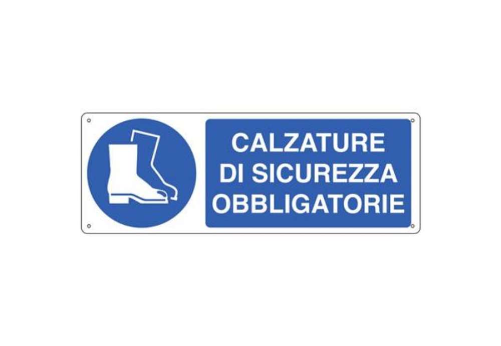 Immagine di Cartello d'obbligo 35x12,5 cm Cartelli Segnalatori ''Calzature di sicurezza'' E1905K