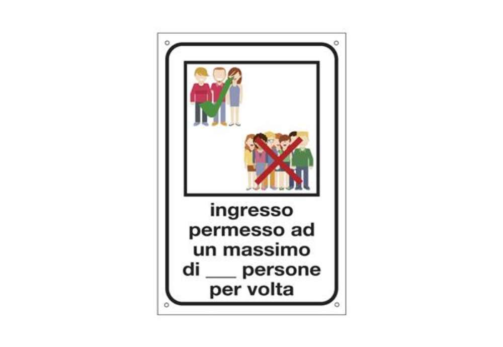 Immagine di Cartello informativo 12x18 cm Cartelli Segnalatori ''Ingresso permesso ad un max di n° persone per v