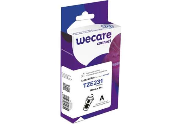 Immagine di Nastro compatibile Brother 12 mm x 8 mt Wecare nero/bianco K80008W4