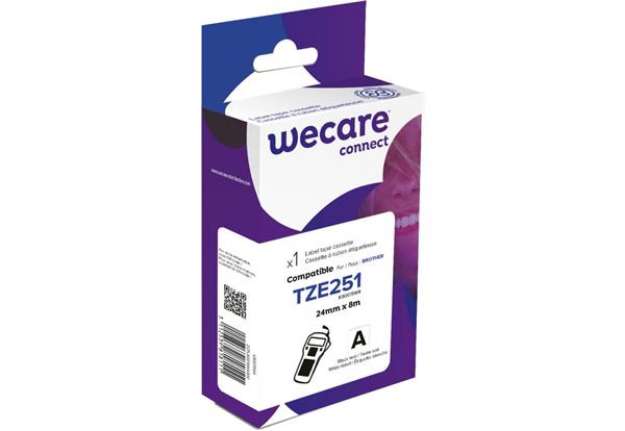 Immagine di Nastro compatibile Brother 24 mm x 8 mt Wecare nero/bianco K80015W4