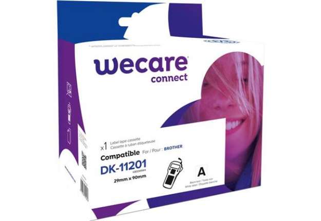 Immagine di Rotolo 400 etichette compatibili Brother 29 mm x 90 mm Wecare nero/bianco K80049W4