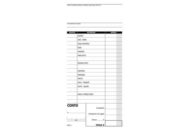 Immagine di Conti ristoranti-pizzerie-trattorie - blocco di 100 copie data ufficio 21,5x10 cm - DU162100000