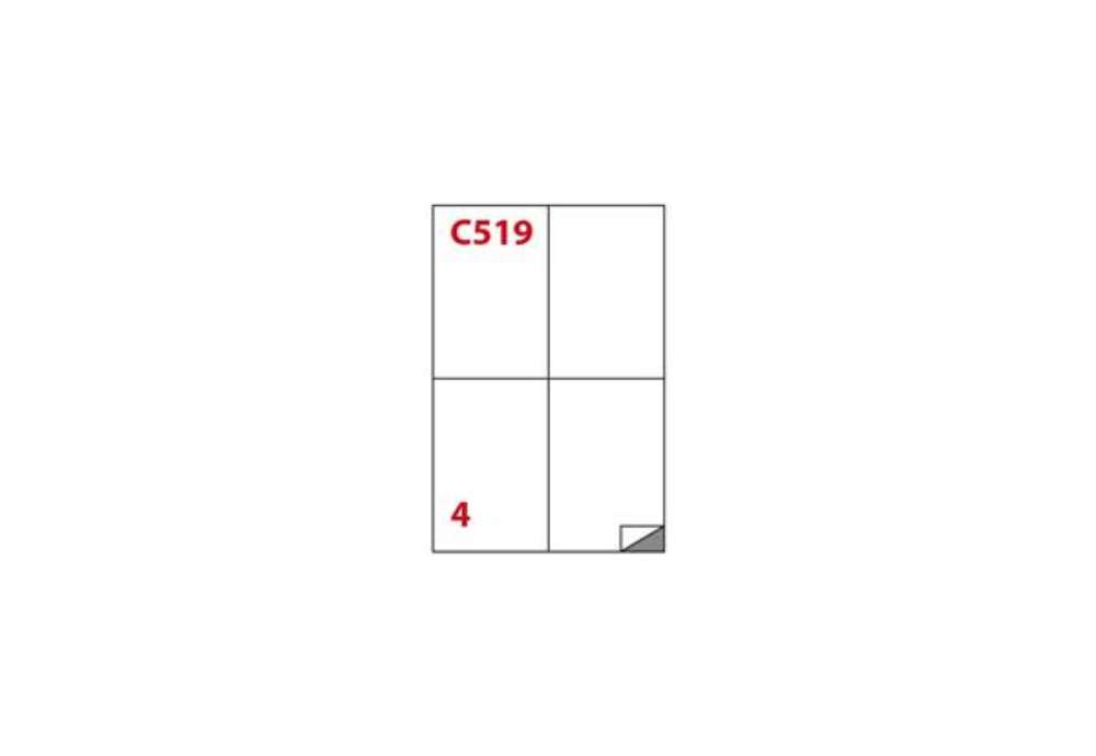 Immagine di Etichette bianche autoadesive Markin Copiatabu C519 Super Permanente 105x148 mm 4 et/foglio cf. 100