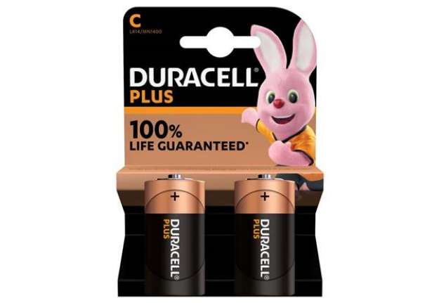Immagine di Batterie alcaline Duracell Plus100 Mezzatorcia C - MN1400 - blister da 2 - DU0301