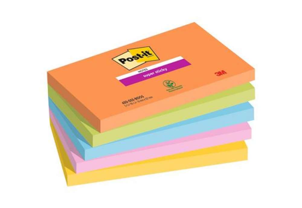 Immagine di Foglietti Post-it® Super Sticky Boost - conf. 5 blocchetti da 90 ff 76x127 mm - 655-5SS-BOOS