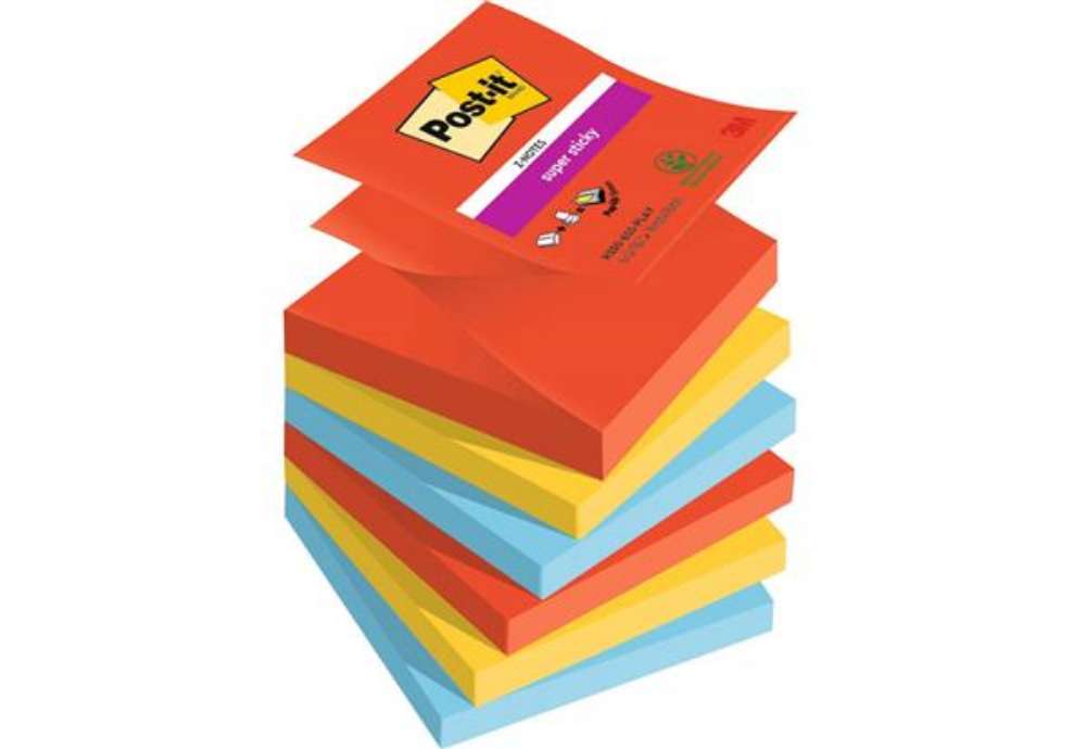 Immagine di Ricariche di foglietti Post-it® Super Sticky Z-Notes Playful - conf. 6 blocchetti 90 ff 76x76 mm R33