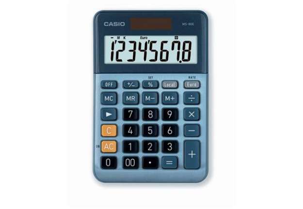 Immagine di Calcolatrice da tavolo Casio MS-80E-W-EP - grigio - solare e batteria display 8 cifre - MS-80E-W-EP